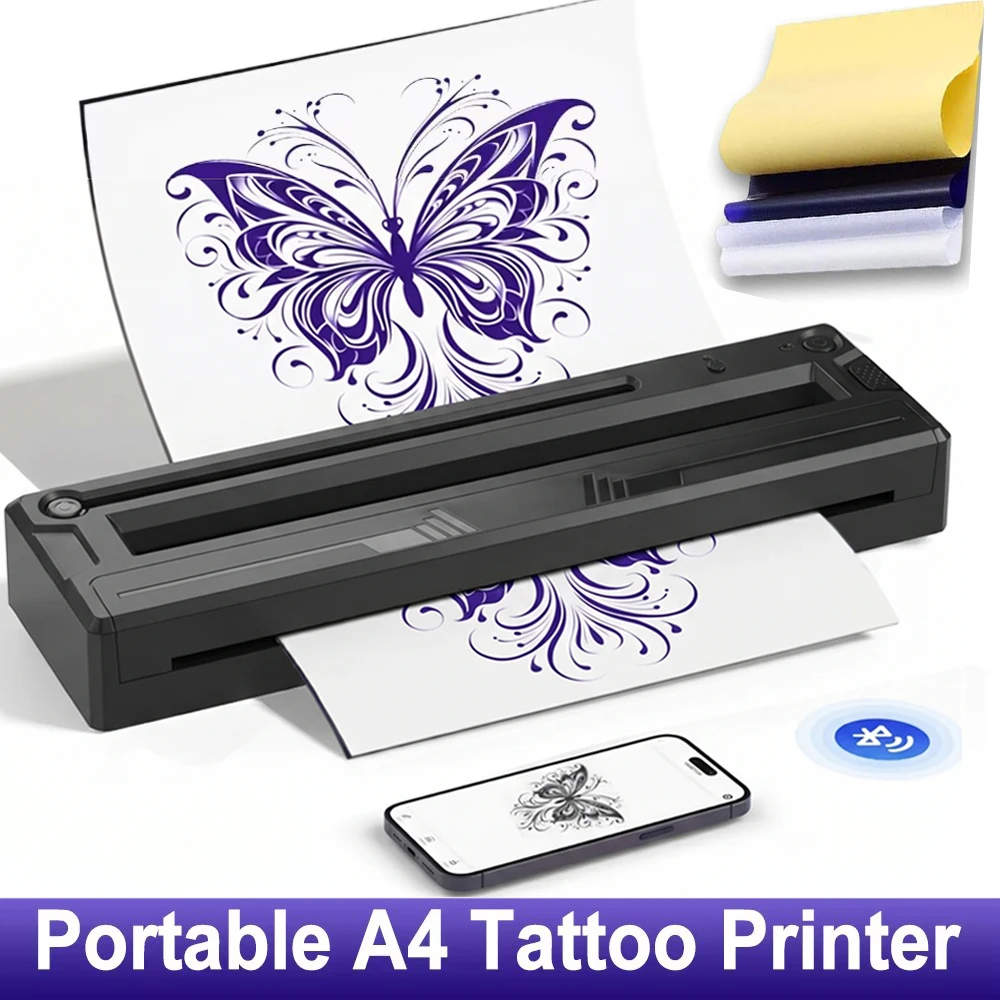 Wireless Thermal Printer Tattoo Stencil Transfer Machine Compatible with Smartphone PC Printing Copier Tattoo Accessories
