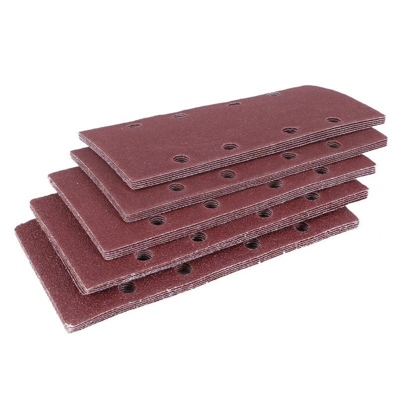 25 Pcs di Levigatura Pad, carta abrasiva Gancio e Anello di Sabbia Copriletto 93x185mm Perforato 8 Fori Grana 40/60/80/120 fit Copriletto Orbitale Levigatrice