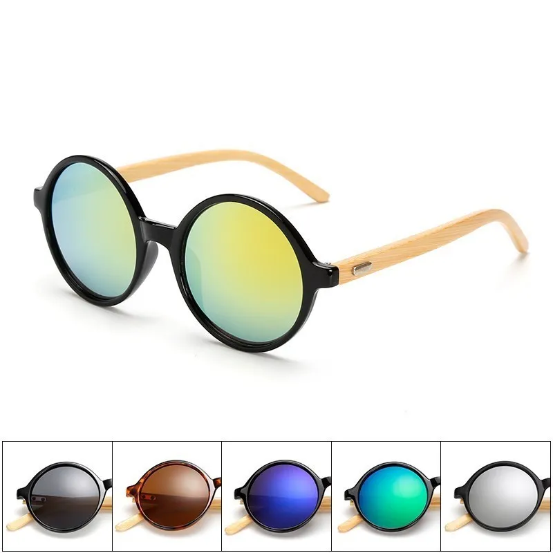 New Arrival Wood Sunglasses Women ROUND Sun Glasses Bamboo Sunglasses for Women Men Mirror Eyewear Retro De Sol Masculino