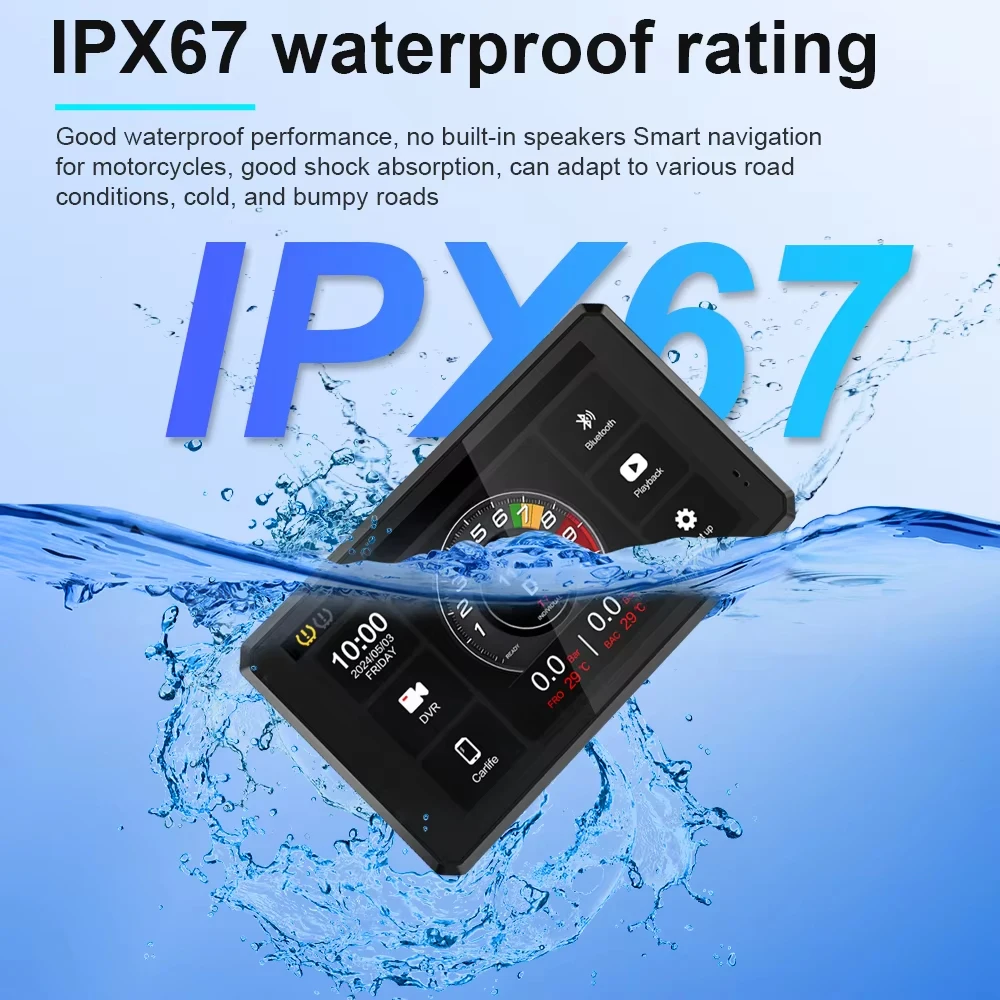 For Motorcycle Carplay Waterproof 1080P 5 Inch WiFi Wireless Android-Auto DVR Monitor Dash Cam GPS Navigation For Moto Dashboard