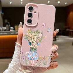 Girl Flower Case For Samsung Galaxy S24 S23 S22 S25 Ultra Edge S21 FE A14 A34 A16 A26 A36 A56 A15 A35 A52 A53 A54 A55 5G Capa