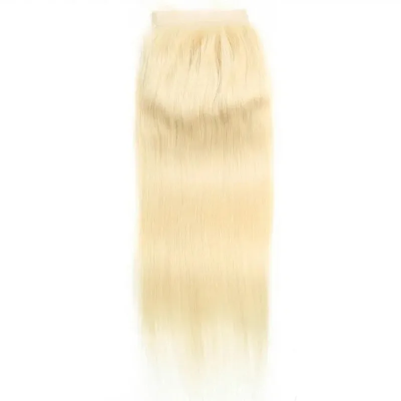 Premium 5x5 613 Chiusura in pizzo biondo Capelli umani Capelli vergini brasiliani Remy 6-12 pollici Aspetto naturale trasparente non trattato