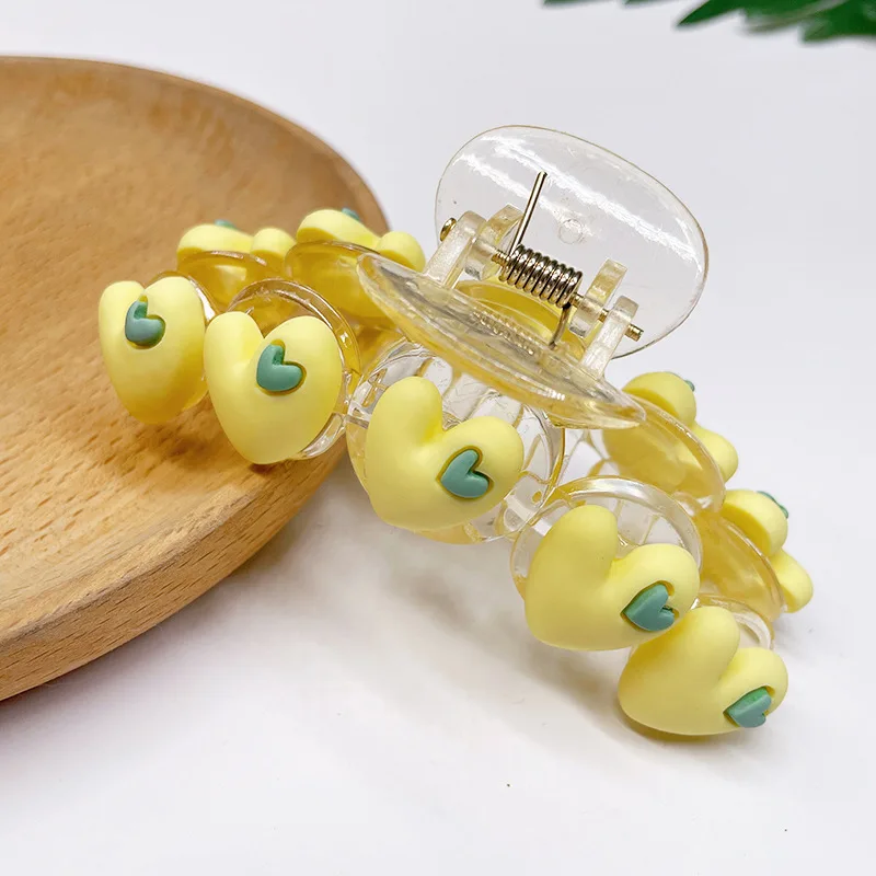 Love Hair Claws Large Acrylic Design Pink Candy Colorful Grab Clips Plate Ponytail Clips for Women Girls Gift