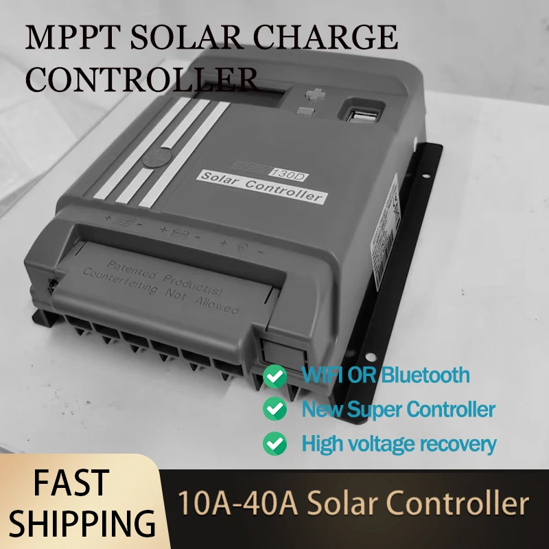 MPPT Controller 10A 20A 30A 40A Solar Charge Battery Controller 12V/24V Regulator for AGM/GEL/ LifePo4/ Lithium LCD Display