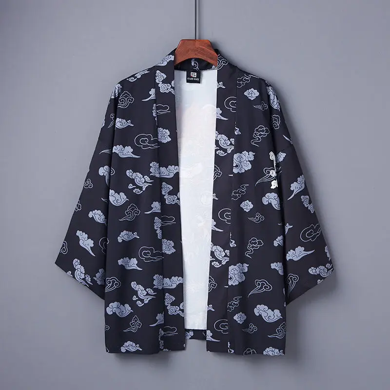 Japanese Style Cat Adult Anime Haori Cardigan Chinese Style Summer Loose All-Match Kimono Robe Shirt Coat