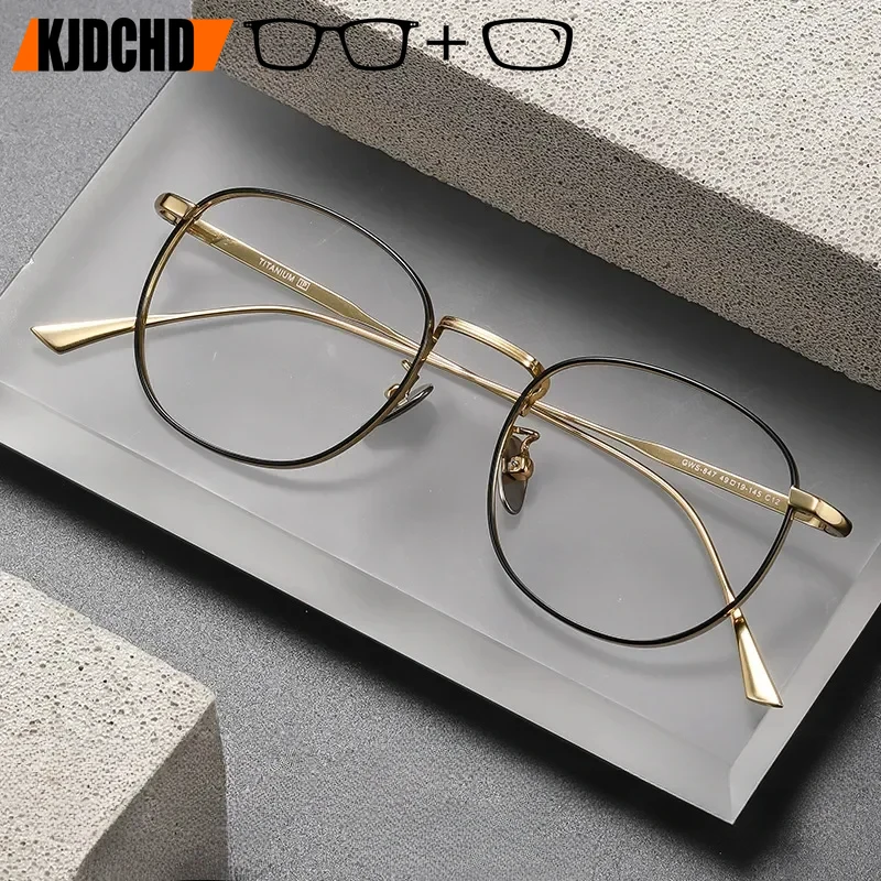 

Square Titanium Prescription Eyeglasses Men Multifocal Bifocal Optical Glasses Myopia Custom Progressive Spectacles Vintage