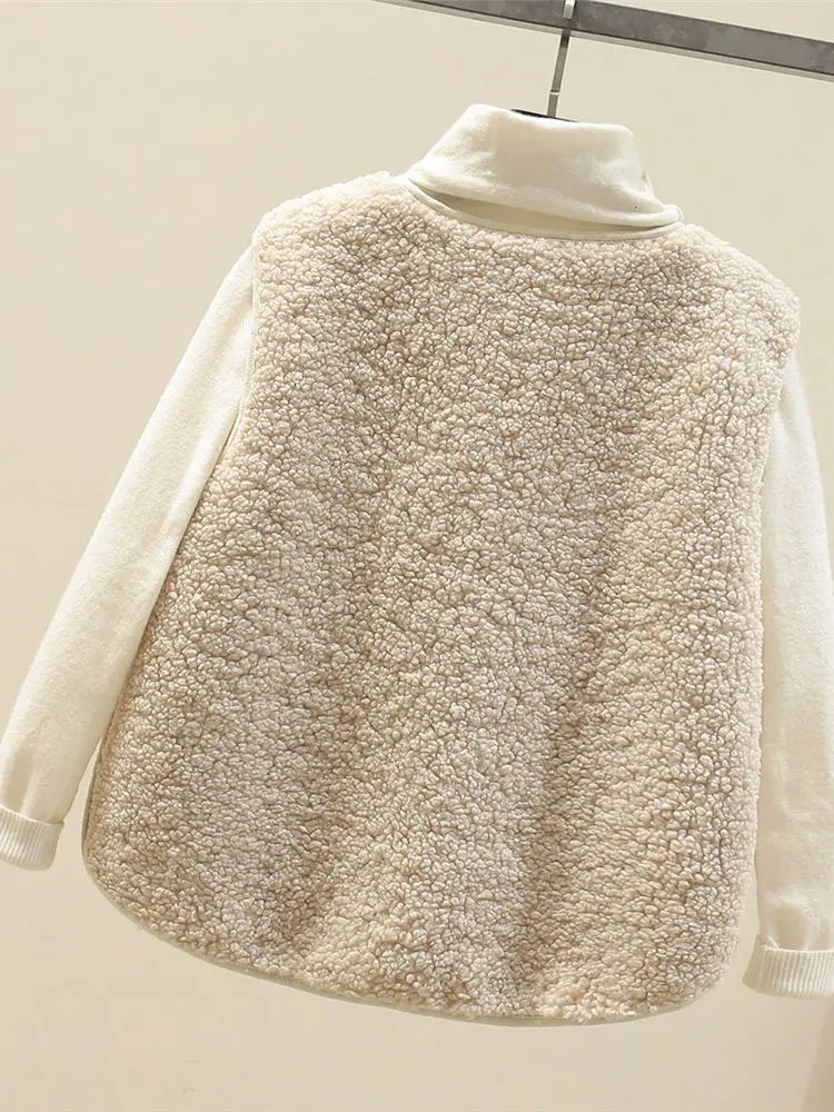 سترات كورية جديدة 2025 ربيع الخريف سترة المرأة صدرية شتاء دافئ سميكة سترات صوف المرأة جاكيت بلا إكمام صدرية السيدات #3