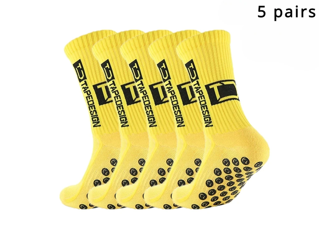 5 Pairs New Mid-barrel Football Socks Anti-slip Silicone Bottom Thickened Towel Cushioning Soccer Socks Basketball Yoga Socks