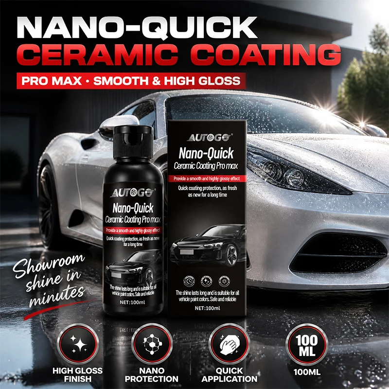 AUTOGO Nano-Quick Ceramic Coating Pro Max 100ml, Car Paint Ceramic Coating Spray, Hydrophobic Water Repellent Gloss Booster