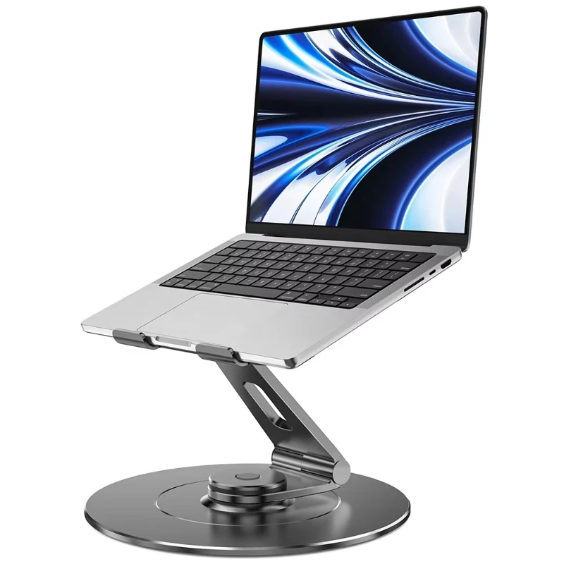 Aluminum Laptop Adjustable Height Bracket with Swivel Base Foldable Laptop Mounting Computer Bracket Portable 360 Laptop Bracket