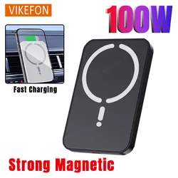 100W Magnetic Wireless Car Charger Air Outlet Phone Holder for iPhone 16 15 14 13 12 Pro Max Fast Wireless Car Charging Station