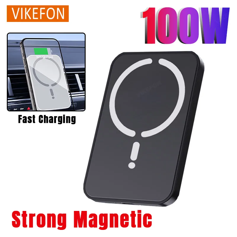 100W Magnetic Wireless Car Charger Air Outlet Phone Holder for iPhone 16 15 14 13 12 Pro Max Fast Wireless Car Charging Station