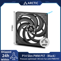 ARCTIC P14 Slim PWM PST Black 140mm Case Fan, with PWM Sharing Technology (PST), Pressure-optimised,Extra Slim, 150–1800 RPM