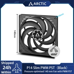 ARCTIC P14 Slim PWM PST Black 140mm Case Fan, with PWM Sharing Technology (PST), Pressure-optimised,Extra Slim, 150β1800 RPM