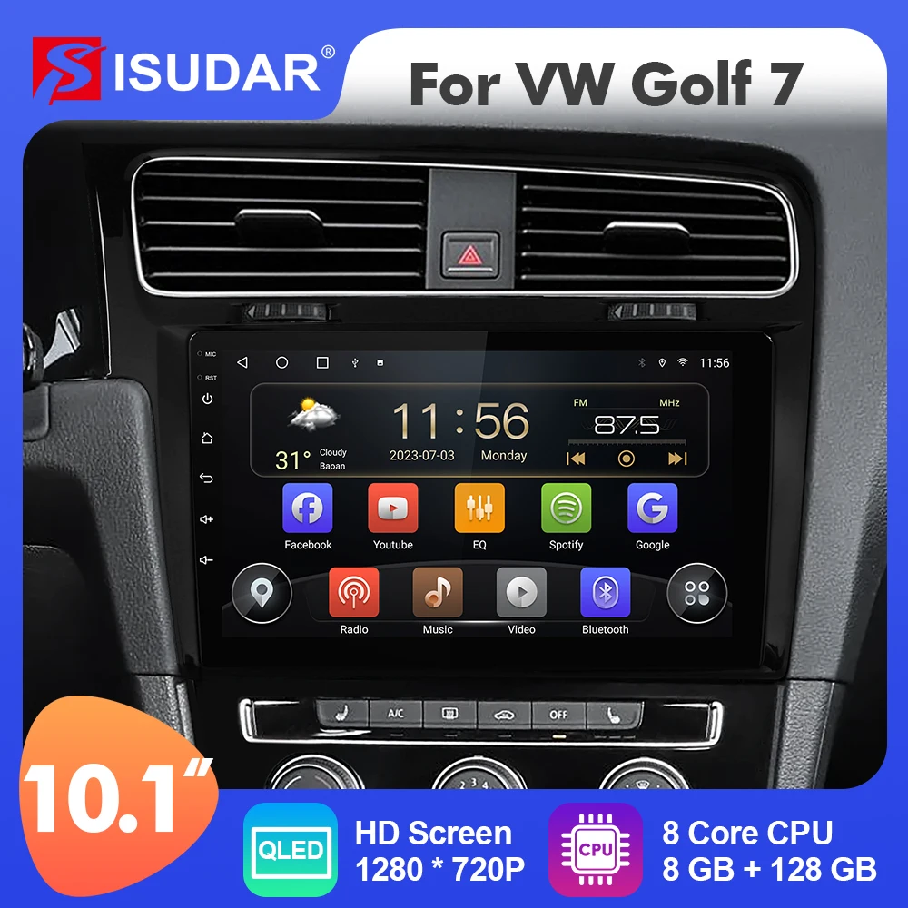 

Isudar Android 12inch 10.1 Inch Car Radio For VW/Volkswagen Golf 7 2013-2019 Carplay Auto Stereo No 2din