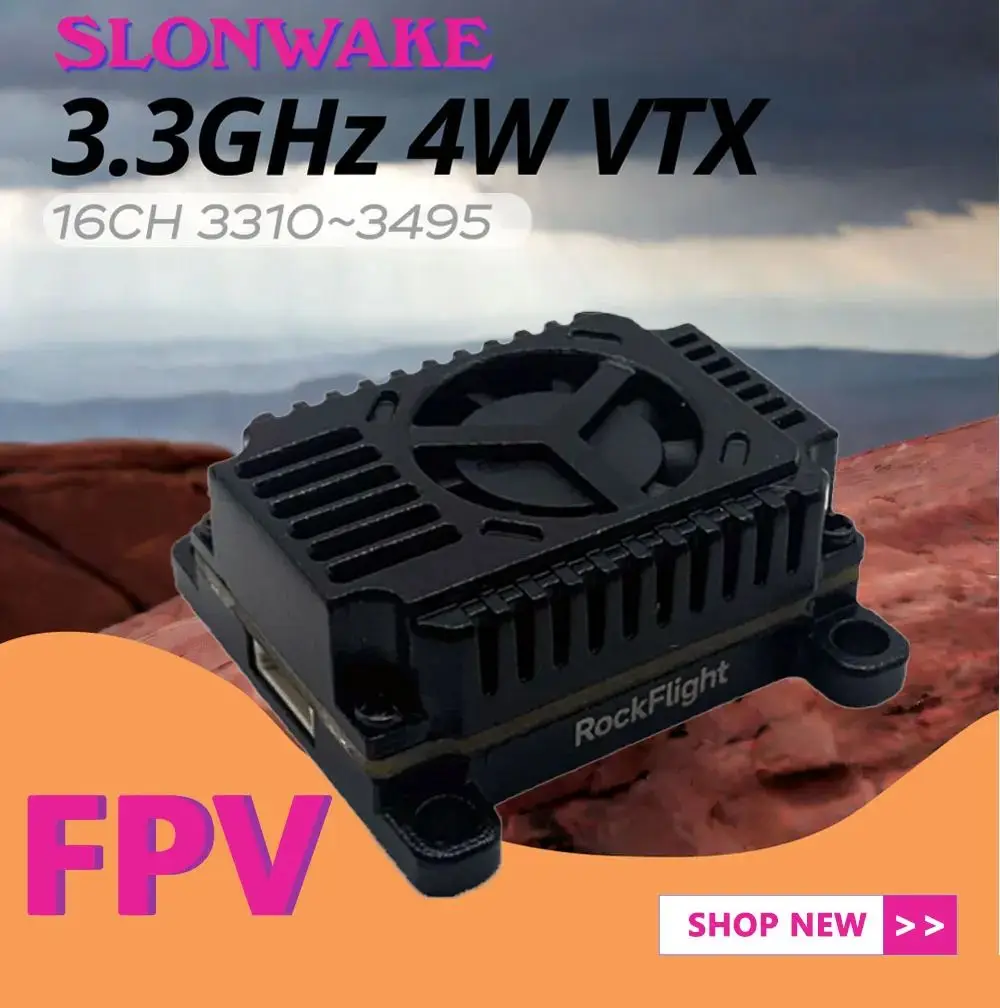 SLONWAKE FPV 3.3G 16CH 4000mW Nadajnik Wideo VTX o Dużej Mocy z Anteną, Mały Rozmiar, do Dronów RC FPV Dalekiego Zasięgu i Samolotów Stałopłatowych
