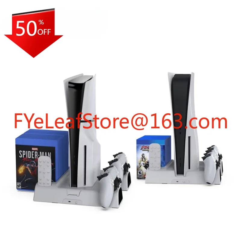 TP5-3532B Multifunctional Cooling Charging Dock For PS5 Slim Storage Rack Charger Base Holder