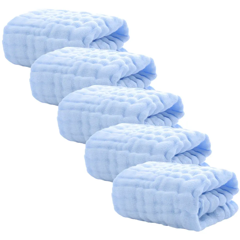

5Pcs Pure Cotton Baby Washcloths Muslin Face Towel Drool Burp Cloth Hand Towel Absorbent Soft Baby Essentials Newborn Bath