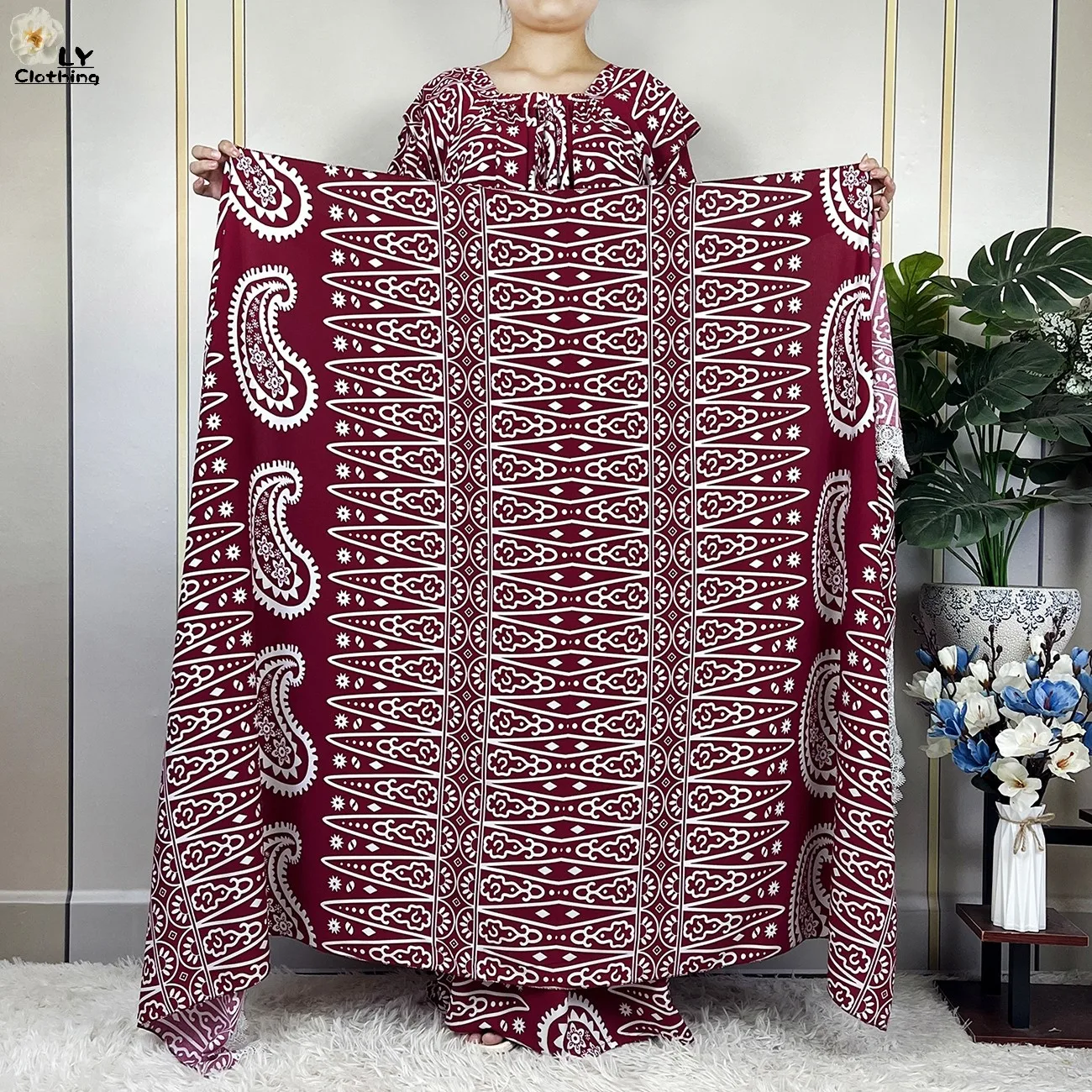 2023 New Dubai Fashion Woman Short Sleeve Dress With Big Scarf African Dashiki Printing Cotton Loose Lady Summer Casual Clothing