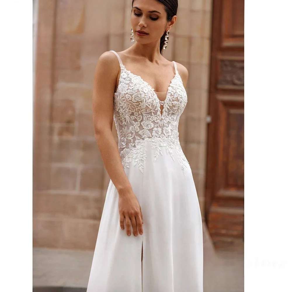 Customized 2026 Boho Beach Wedding Dress Off Shoulder V Neck Puffy Long Sleeve Lace Chiffon Bridal Gown Custom Robe De Mariée