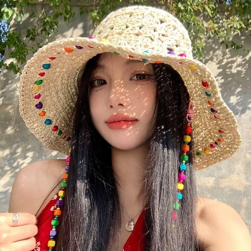 

Летняя соломенная шляпа, складная шляпа от солнца с широкими полями, модная пляжная шляпа для отпуска, пляжная шляпа с защитой от ультрафиолета