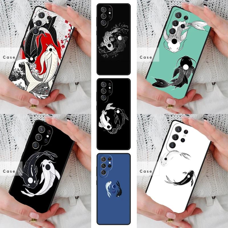 Koi Fish Yin Yang TPU Phone Case for Samsung Galaxy S26 S25 S24 S23 S22 S21 S20 Note10 Plus FE Ultra Cover