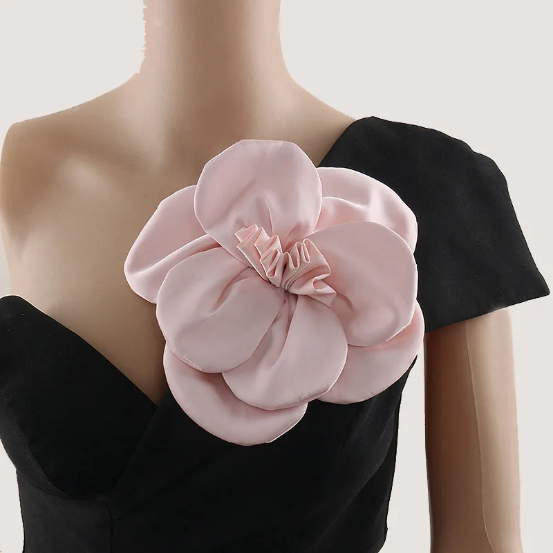 Women's Rose Brooch Black Three Dimensional Handmade Camellia Flower Corsage Dress Wedding Styling Accessories Pin