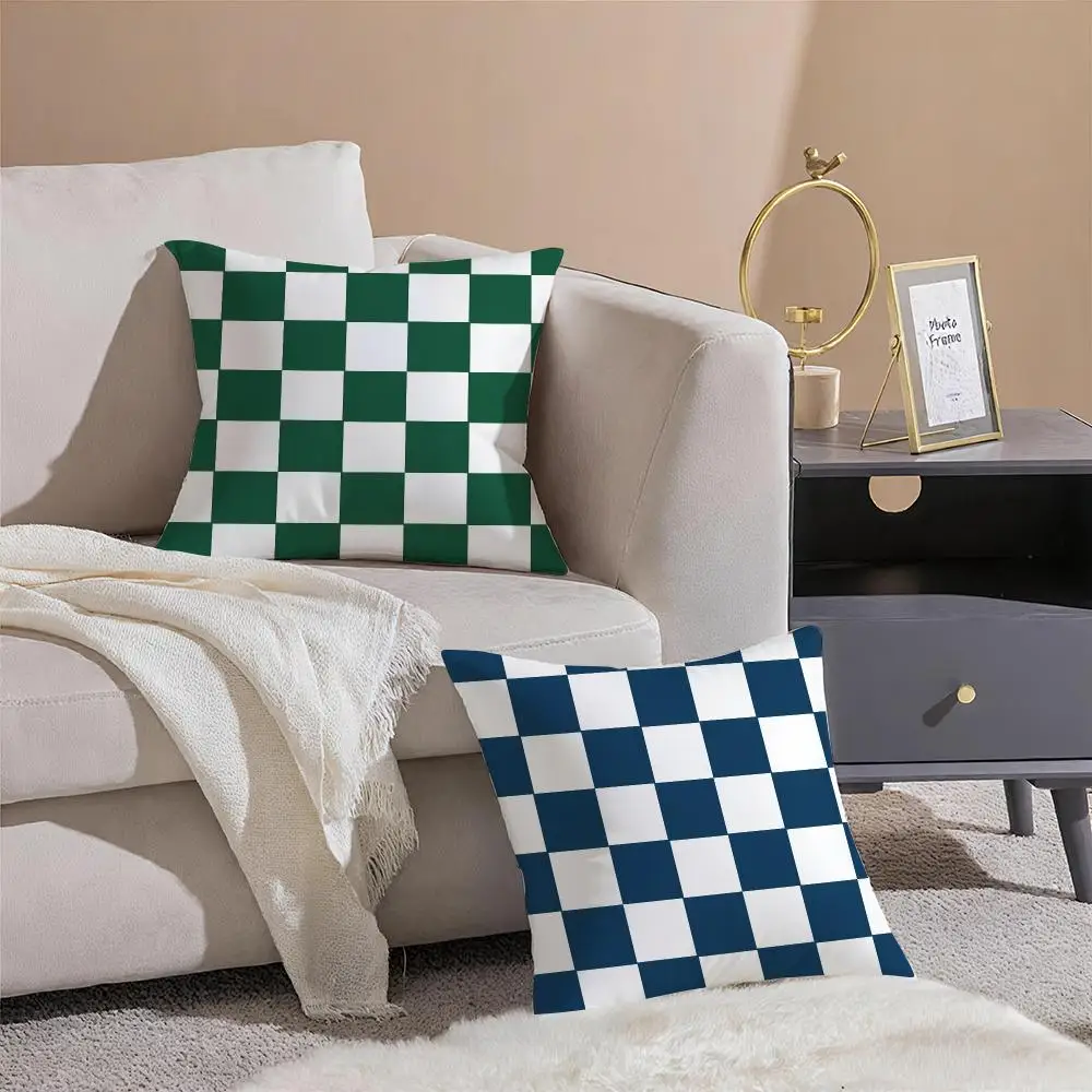 Artistic Chess Board Style Elegant Cushion Cover Pattern Printed Pillowcase for Living Room Sofa Cushion Cover & Bedroom Decor