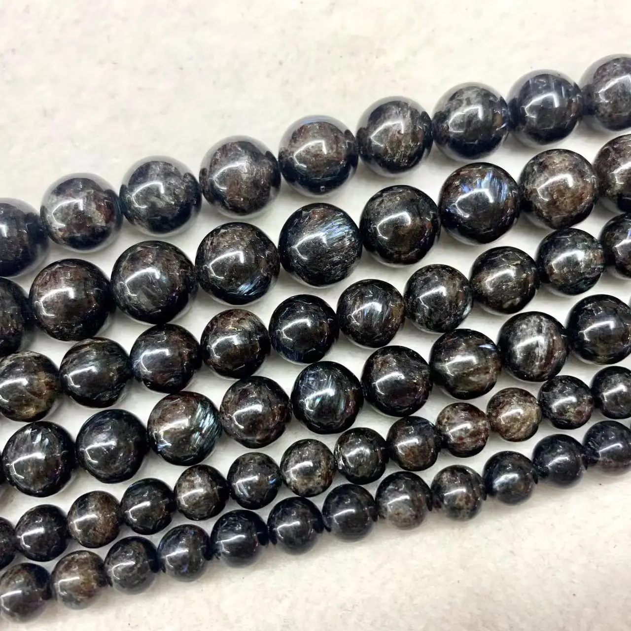 Arfvedsonite Astrophyllite Hornblende Stone Black Dragon Crystal Beads Natural Gemstone DIY Loose For Jewelry Making strand 15"