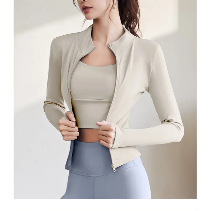 

Juyitang Spring Autumn Women's Long Sleeve Fitness Jacket Tight Sports Top for Running Yoga Exercise Upper Body Coat