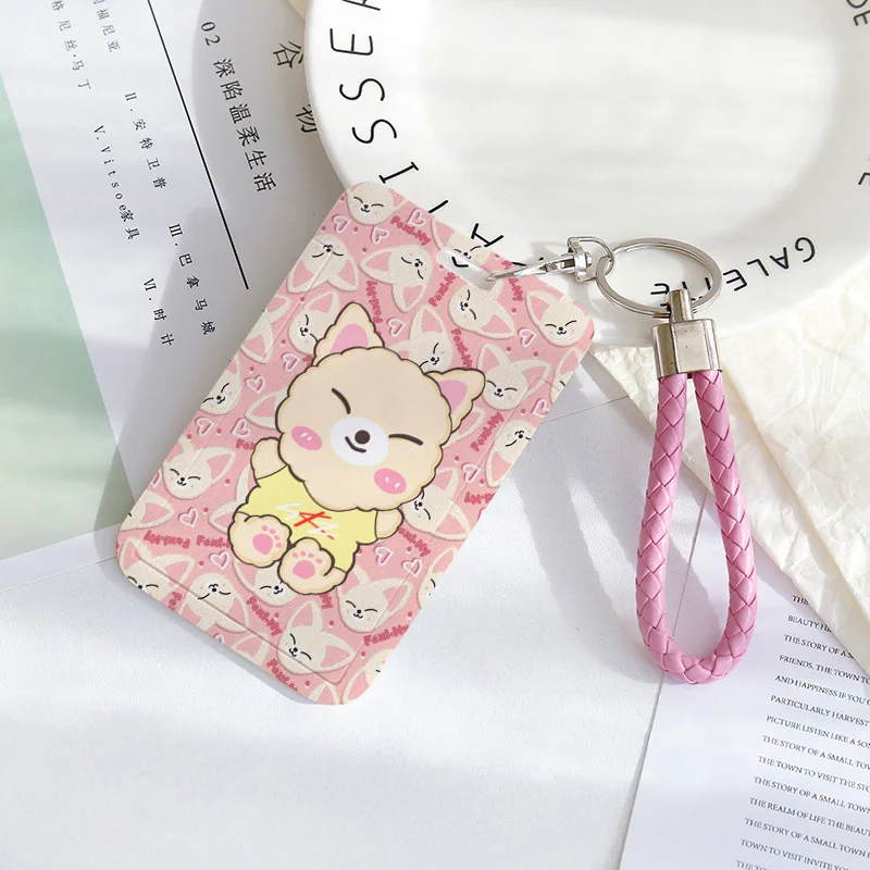 STRAYKIDS Cute Cartoon SKZOO Push-Pull Sliding Cover ID Card & Bus Card Keychain Protector