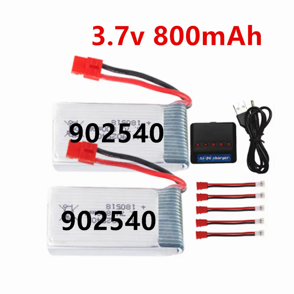 902540 3.7V 800mAh Lipo Battery For Syma X5HC X5HW X5UW X5UC RC Quadcopter Drone Parts 3.7 v Bateria +5in1 Charger Set