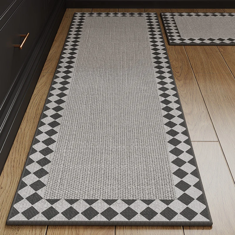 

Kitchen Carpet Non-slip Wear-resistant Waterproof Floor Mat Gray Minimalist Pattern Rug Long Size Home Decoration Foot Mats 양탄자