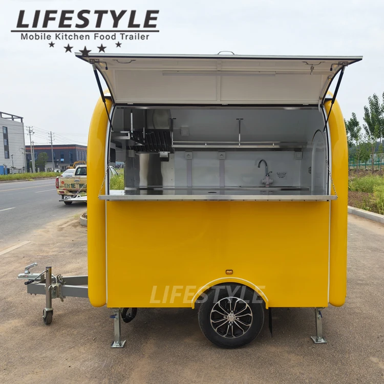 Carros De Comida امتياز مستدير لتقديم الطعام مقطورة صغيرة متنقلة عربة الوجبات السريعة شاحنة طعام Remorque مع معدات مطبخ كاملة