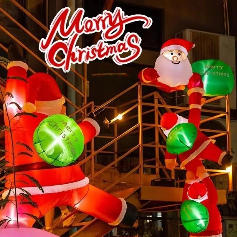 

Надувной Санта-Клаус Рождество 2,4 метра Три стены для восхождения пожилых людей Наружное украшение Черга и праздничные украшения своими руками