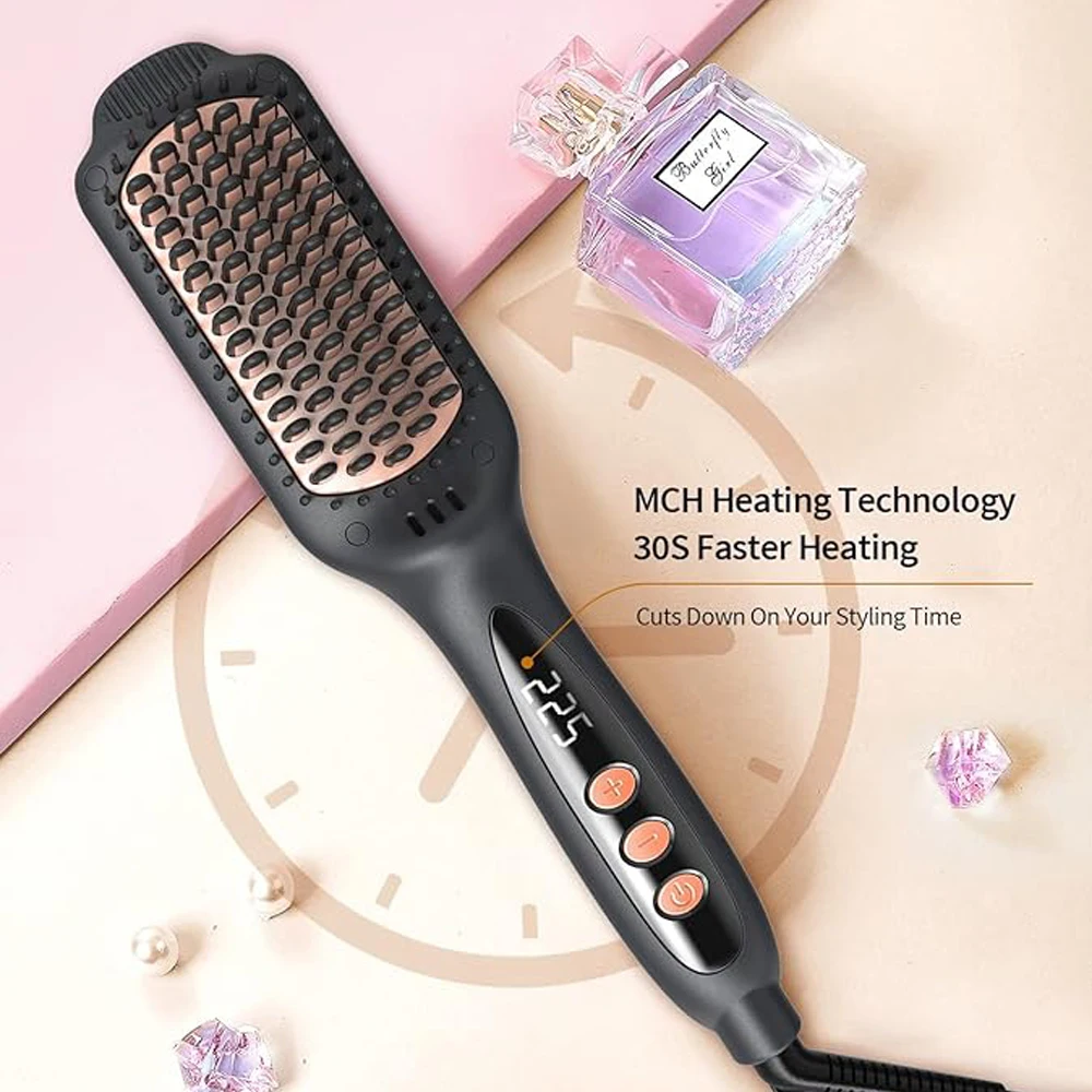 Electric Power Ceramic Straightener Brush for Smooth Frizz- Hair - view 2