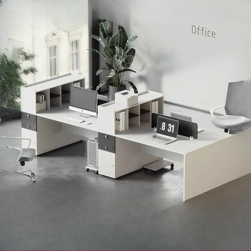 

Office desk and chair combination simple modern office staff double station card position desk