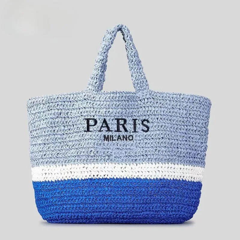 

Casual Large Capacity Straw Tote Bag Designer Letters Women Handbags Handmade Woven Summer Beach Bag Big Shopper Purses 2024