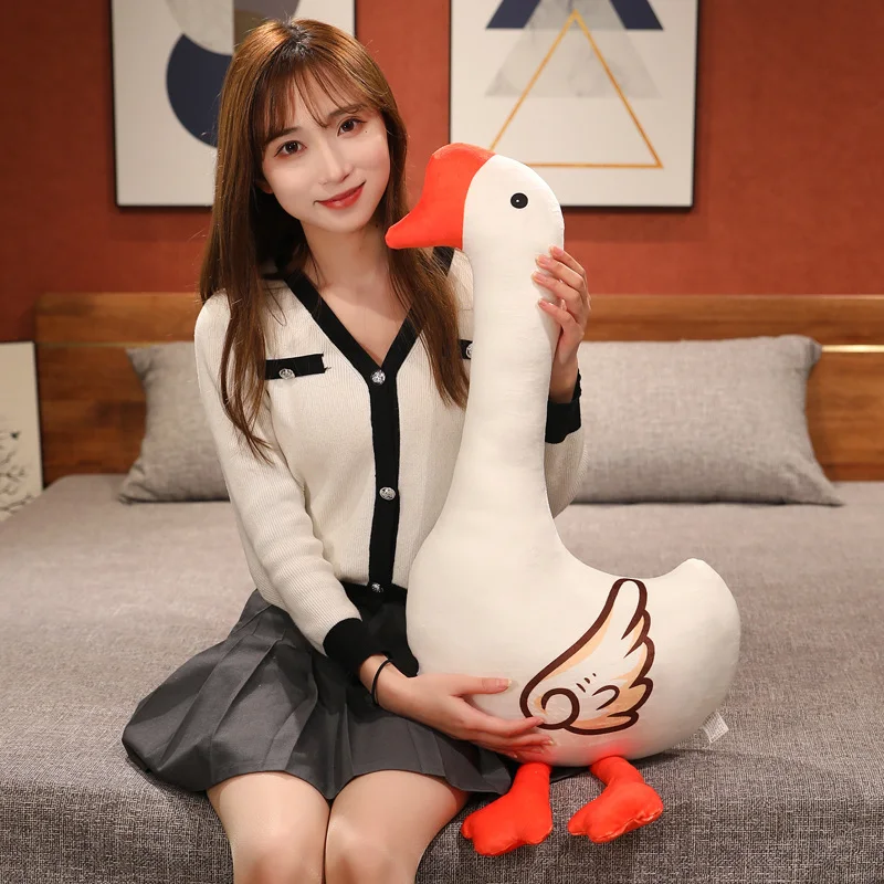 75cm Cartoon Big White Goose Pillow Animal Stuffed Soft Big White Goose Doll Home Decoration Baby Birthday Gift