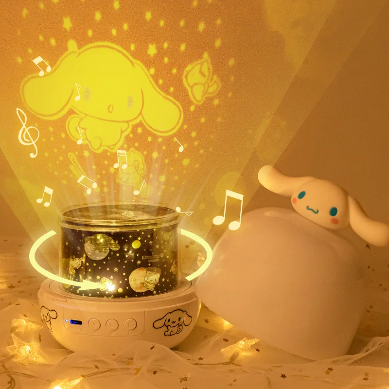 

New Sanrio Children's Night Light Cartoon Cinnamoroll Projection Lamp Bedroom Atmosphere Light with Music Girl Birthday Gift Toy