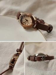 Mini JULIUS reloj de cuarzo japonés para mujer, reloj de pulsera fino de moda, banda de cuero, caja de regalo Retro ovalada