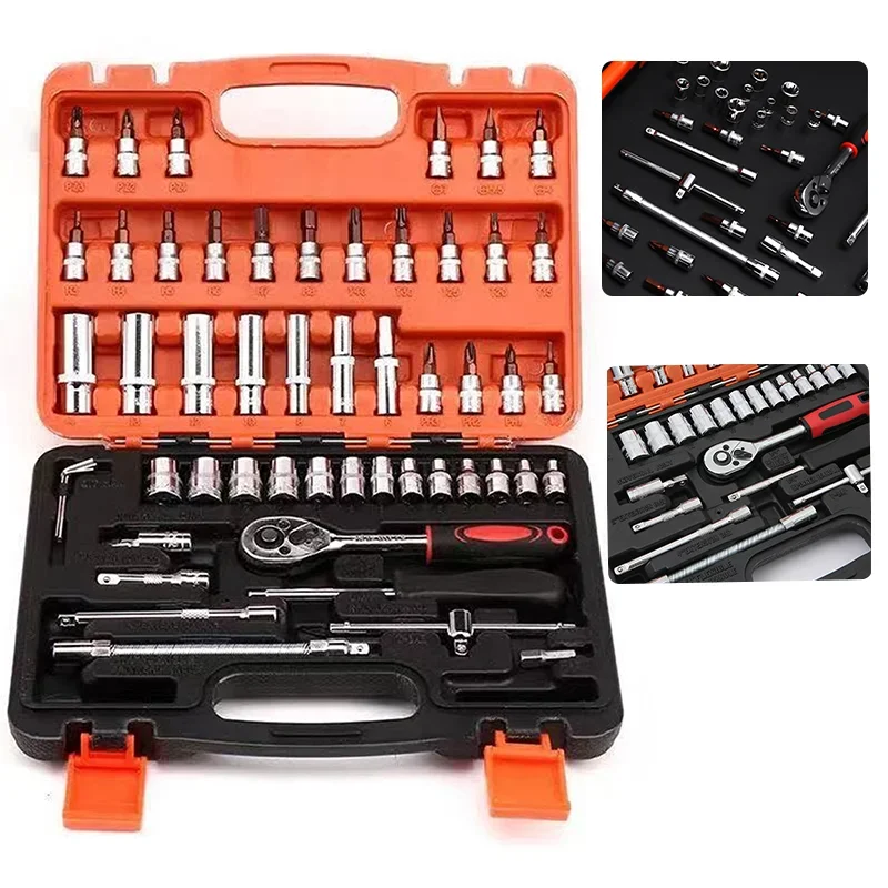 46/53 Piece/Set 1/4-Inch NEW Car Repair Tool Kit Socket Set Car Repair Tool Ratchet Torque Wrench Combo Auto Repairing Tool Set