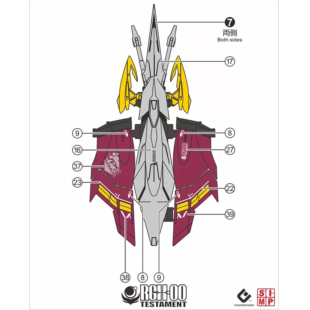 EVO Model Decals Water Slide Decals Tool For 1/100 MG Testament Fluorescent Sticker Model Detail-up Accessories