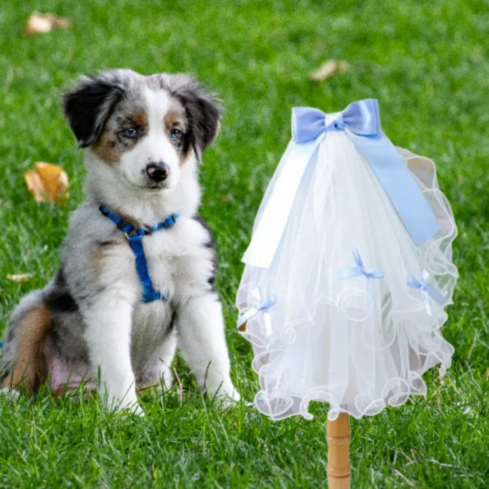 

Fashionable Romantic Puppy Wedding Dress Luxury Breathable Dog Veil Adjustable Pet Headdress Wedding Ceremony Party