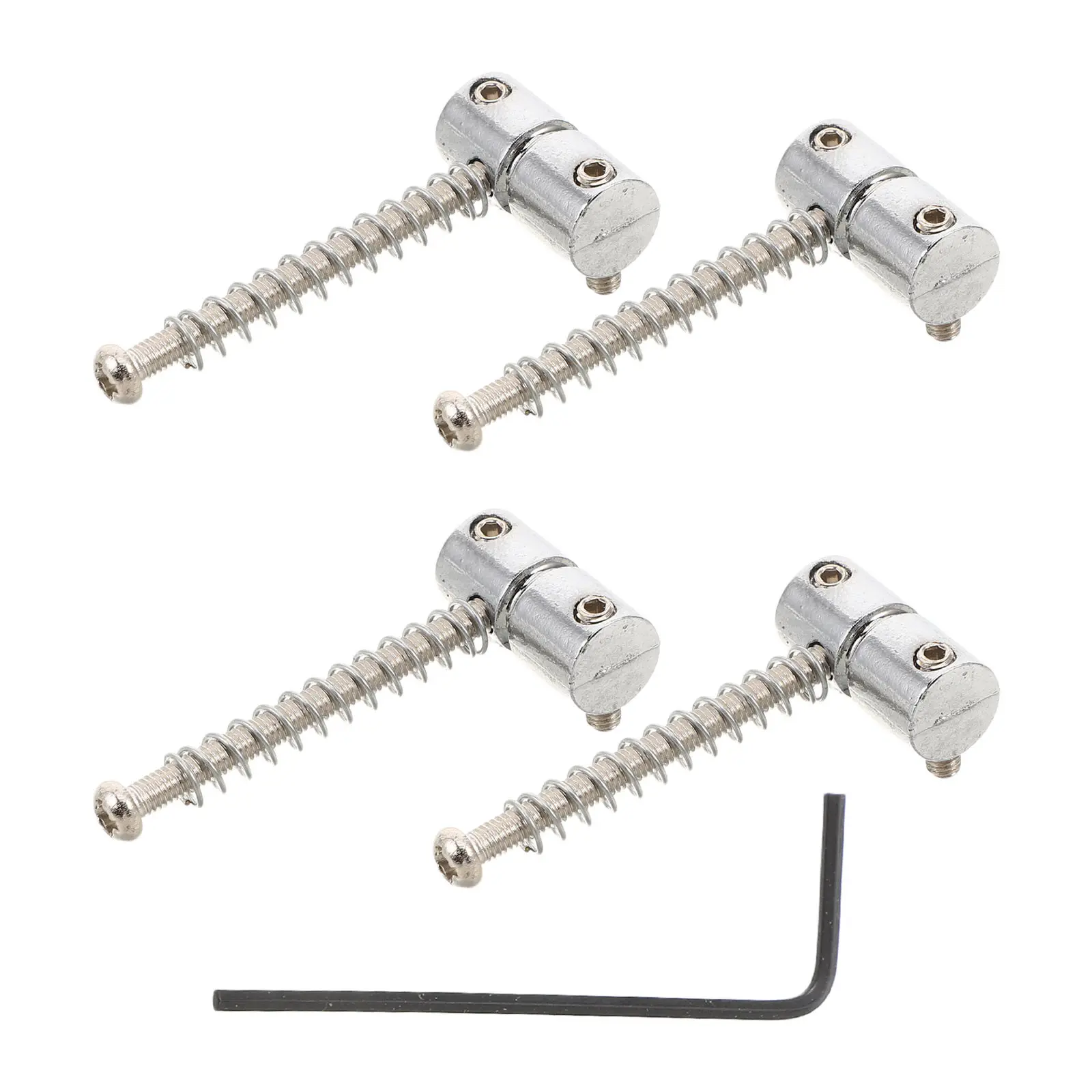 4Pcs Electric Bass Saddle Set Silver Replacement Metal Bridge Parts for Four String Bass Guitar Hardware Upgrade Repair