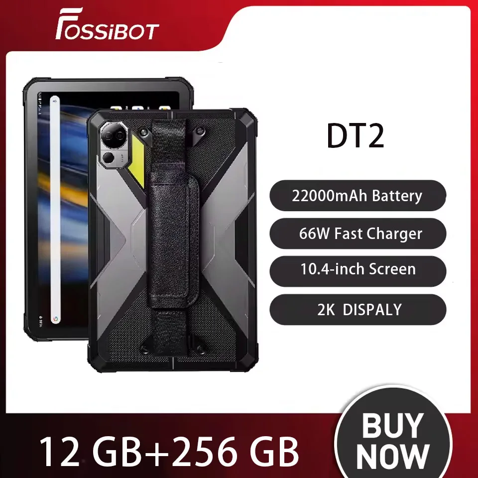 FOSSiBOT DT2 10.4 Inch Industrial Rugged Tablet 20GB+256GB 22000mAh Battery 66W Fast Charging Android 13 Outdoor Waterproof Pad