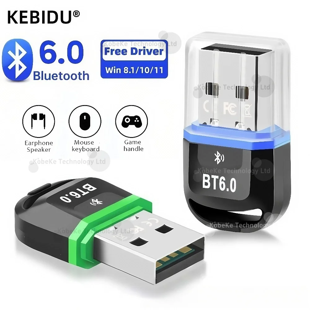 USB Bluetooth 6.0 Adapter Transmitter Bluetooth Receiver Audio Bluetooth Dongle Wireless USB Adapter for Computer PC Laptop