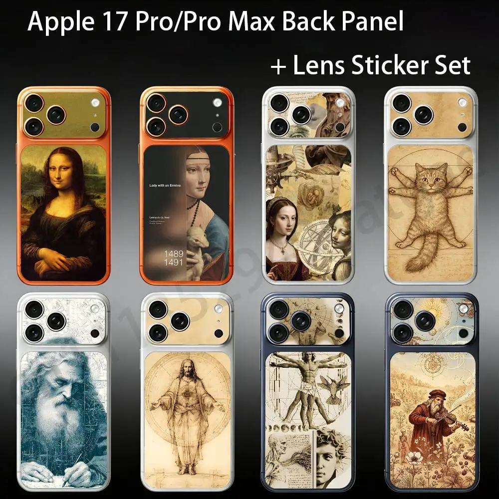 

L-Leonardo da Art Vinci For iPhone 17Pro/ProMax Battry Back Cover with Camera Decal Skin Rear Protective Sticker Film