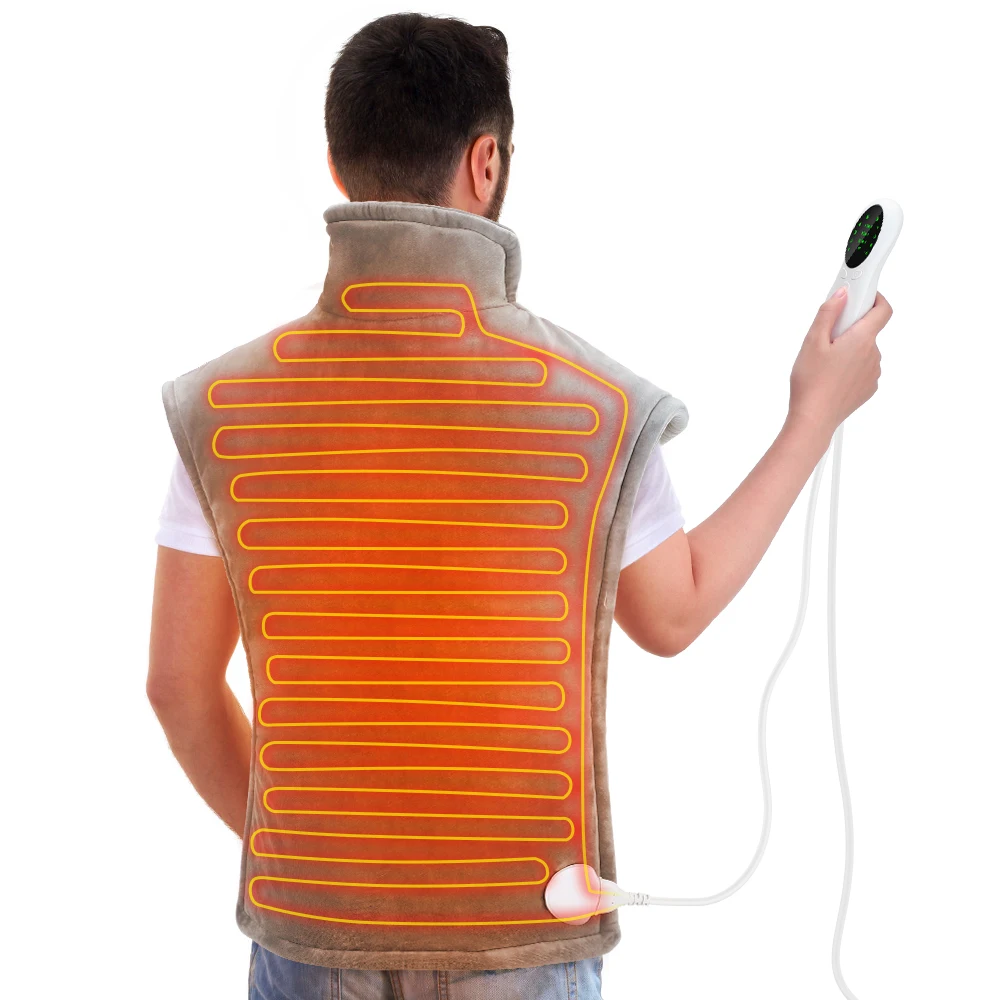 Electric Heating Pad Wrap Vest for Neck and Shoulders Winter Body Warmer Whole Back Relief Pain Fatigue Warm Back Brace Tool