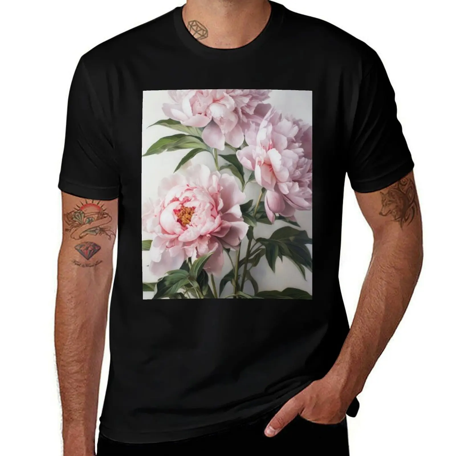 

Pink Peonies T-Shirt man t shirt heavy cotton cotton t shirt man man tshirt T-Shirt